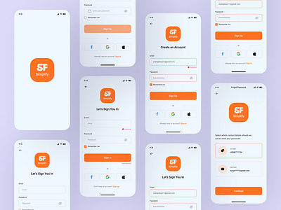 E-Commerce App Sign up/Sign in Pages account app app design branding create an account design ecommerce app fashion store kids collections logo mens product design saas login saas register sign in sign up form simplify brand ui ux womens