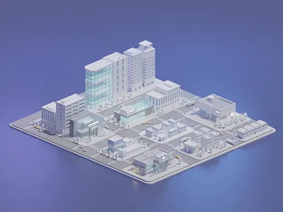 Isometric City Downtown - 3D Illustration 3d 3d illustration 3d motion blender building city design graphic design illustration isometric isometric 3d stylized town urban