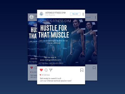 Social media post- Fitness design fitness gradient graphic design gym illustration instagram social media ui
