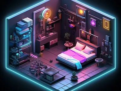 【申焯柏ai設計作品】申焯柏 Isometric Room v4 ai ai art design graphic design illustration midjourney 申焯栢
