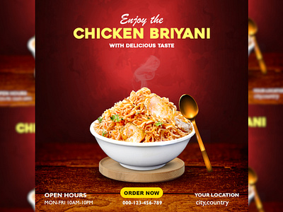Food Design, social media post ads advertising banner best fast food briyani chicken design fast food illustration productdesign socialmedia ui