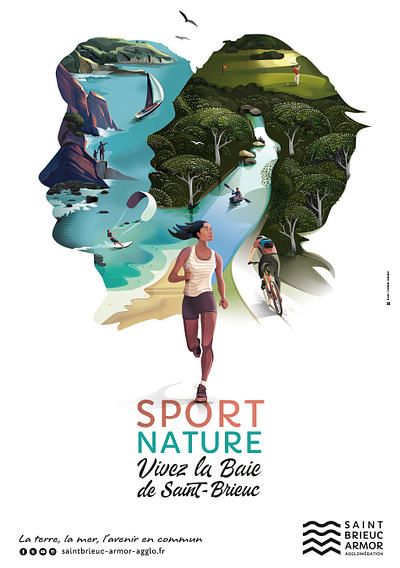Sport Nature Saint-Brieuc Bay brittany design france illustration nature poster sea sport