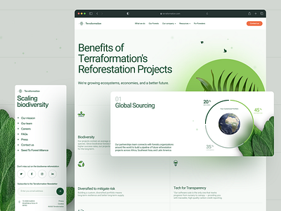 Terraformation - Scaling Biodiversity business business web carbon cards depth eco ecosystem environment floating green homepage landing page marketing site minimal modern simple sustainability sustainable web design website