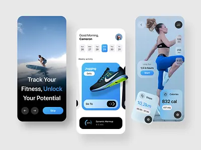 Fitness Tracking App animation app app layout beauty cards design fitness glassmorphism graphic design logo minimalism motion graphics sport tracker ui ux
