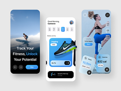 Fitness Tracking App animation app app layout beauty cards design fitness glassmorphism graphic design logo minimalism motion graphics sport tracker ui ux