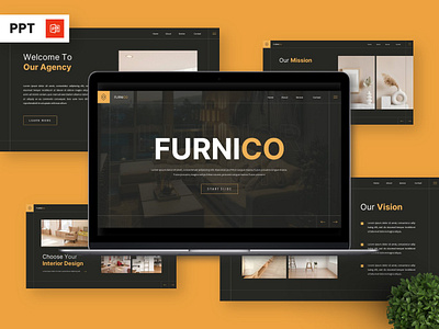 Furnico - Powerpoint Templates architecture black brown portfolio powerpoint real estate slide template