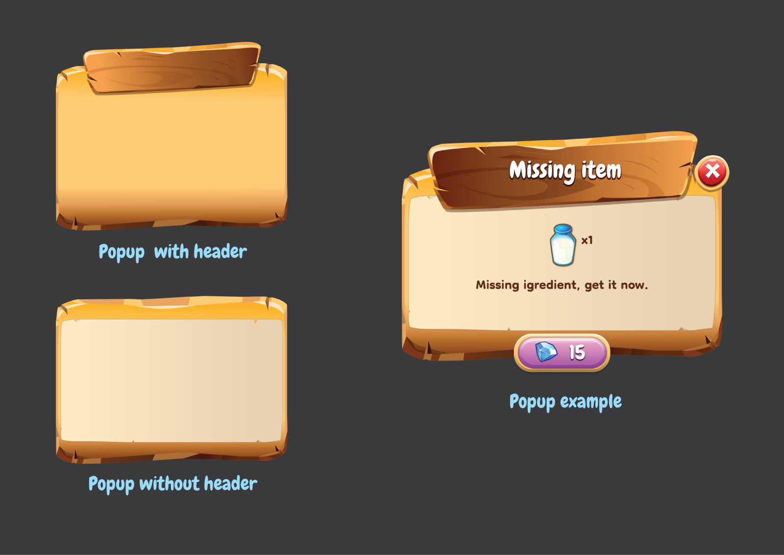 Popup structure for a farming game design game illustration ui ux vector