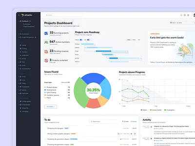 Phoenix Project Management Dashboard admin panel admin panel design app design best design clean dashboard dashboard design design desktop application graph product design project management project management dashboad ui user interface ux ux design