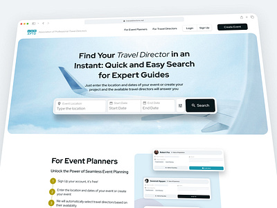 Find Your Travel Director in an Instant air airbnb crisis event eventplanner graphic design layout plane search searchbar td travel traveldirector ui uiux webapp