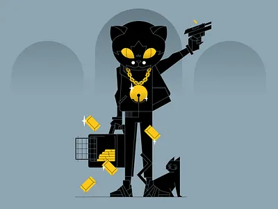 cat criminal character design flat icon illustration illustrator logo ui vector waldek