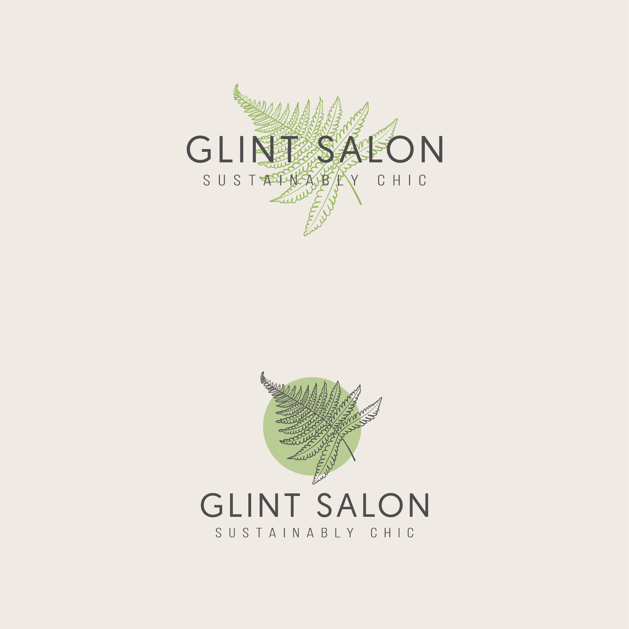 Glint Salon beauty branding chic cosmetics elegant feminine glint graphic design green hair salon iconic identity design leaf logo logos new logo organic soft vector