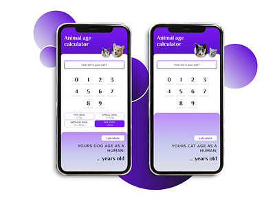 animal age calculator design (UI challenge #004) app app design application calculation calculator cat dailyui design dog figma graphic design ui uiux user interface