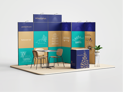 Persiaport Exhibition stall identity design branding exhibition design graphic design illustration travelling services