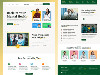 Meditate - Mental Health Website landing page. appointment booking clinic consultation doctors healthcare home page hospital landing page medical medical care mental mental health mindfulness spritual therapy web web design webdesign website website design