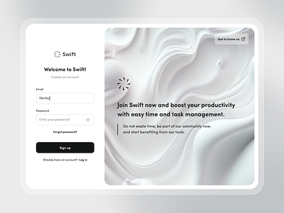 Swift - Sign Up Website Design account create account design login new account page register sign in sign up ui ux web web app web design website