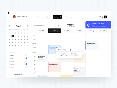 Calendar Dashboard calendar design ui