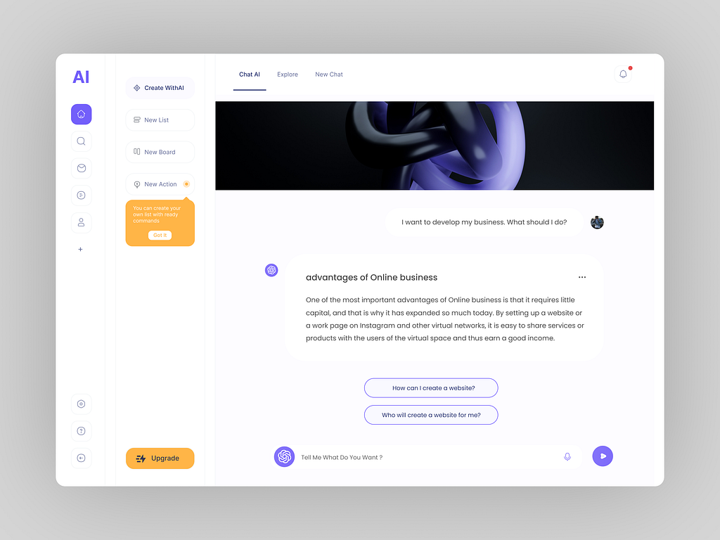 Ai Chat Bot by Milad Aarabha for Mimadesign on Dribbble