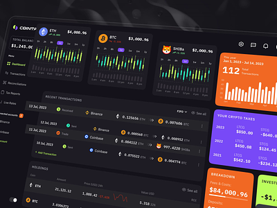 CoinTax - crypto tax reporting web application app app design crypto cryptocurrency dashboard dashboard design phenomenon platfrom product product design ui ui design ui ux uxui web web app web application web platform webapp webdesign