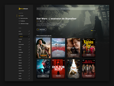 2019 - OneStream design movies series shows stream streaming theme tv ui ux