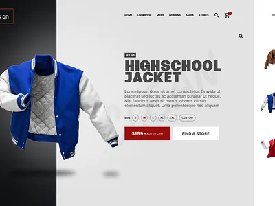 Ecommerce Site for Highschool Jackets branding conceptual design eccommerce figma front page graphic design illustration image change logo photoshop ui ux vector