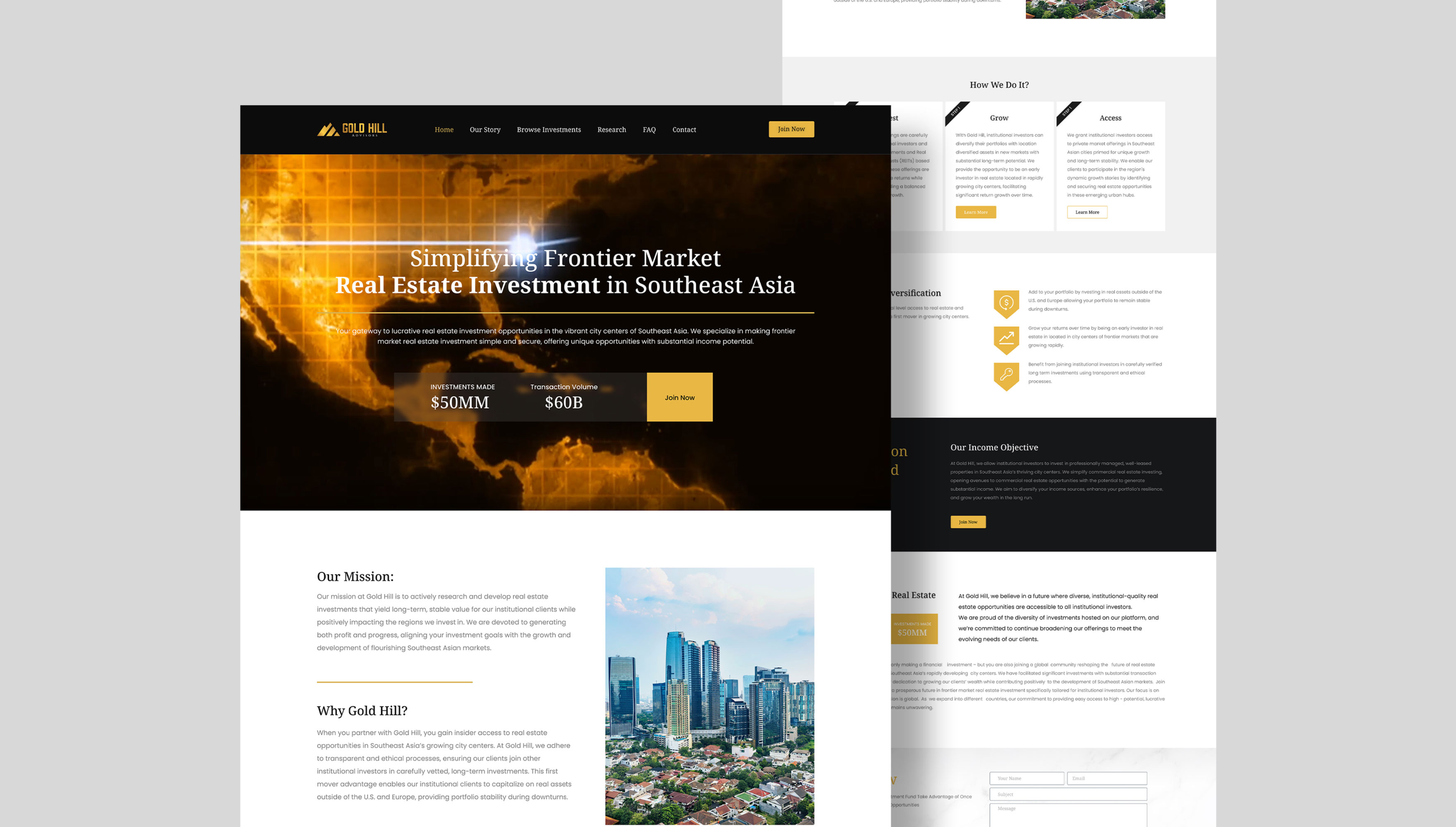 Gold Hill - Real Estate Web Ui banner creative footer gold mine header landing page modern real estate website ui website