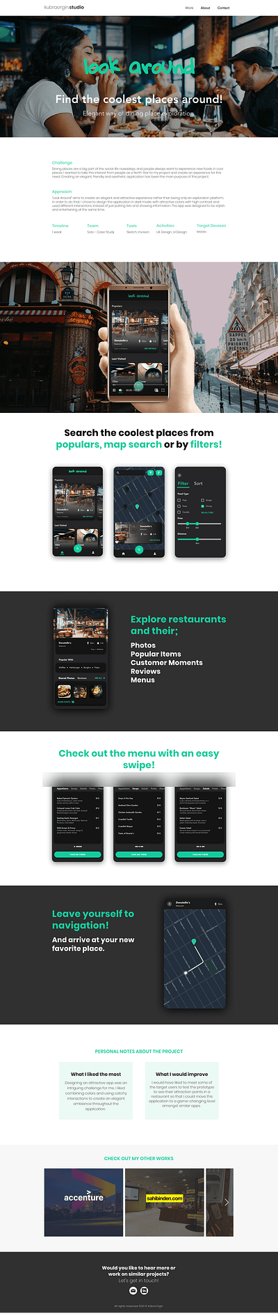 Look Around - Dining Place Finding app branding design ui ux