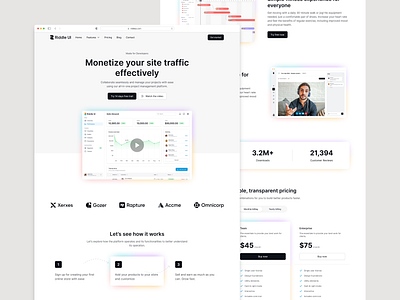 Landing page - Riddle UI dashboard dashboard ui design design system design ui figma design hero section landing page one page pricing page ui ui design ui kit ui library ui ux ux design web design web flow webflow