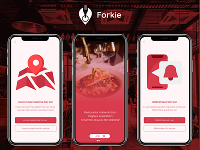 Forkie Restaurant App. app design graphic design mobil mobile notifications red restaurant tripadvisor ui ux