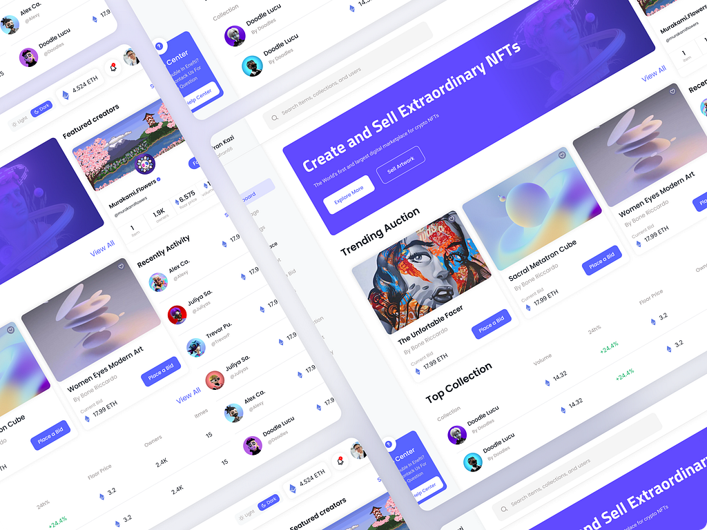 NFT Marketplace Dashboard by Afran Kazi on Dribbble