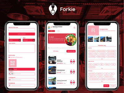 Forkie Restaurant App. app design graphic design mobil mobile red restaurant ui ux
