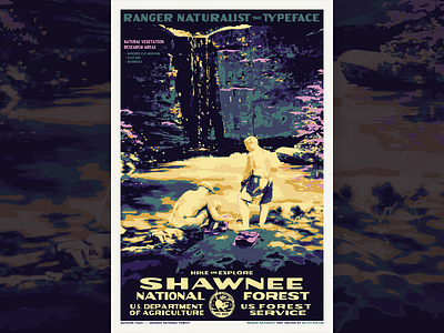 Shawnee National Forest font illinois illustration illustrator landscape poster typography vector waterfall works progress administration wpa
