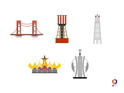 Sumatera Island Landmarks design graphic design icon illustration indonesia sumatera sumatra vector