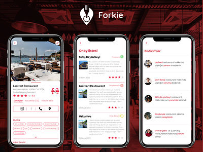 Forkie Restaurant App. app design graphic design mobil mobile red restaurant ui ux