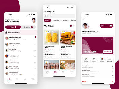 Redesign UI BeezzGroup apps balance chat community community platform e commerce ecommerce group chat homepage inspiration marketplace mobile apps profile ui ui design ui inspiration uiux design wallet