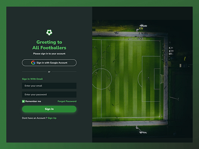 Login Page for Football Comunity app ball chambpion clean comunity design football grass green minimalist player soccer ui ux web