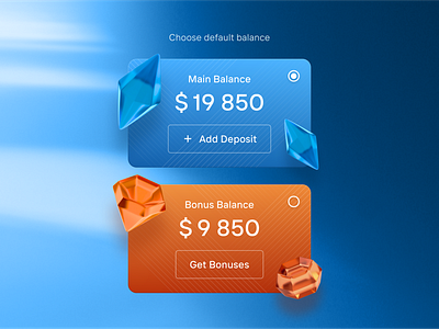 Balance Selector add balance bonus card deposit diamond gem main purse saas select wallet