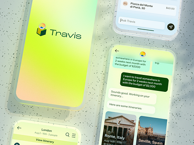 Travis - An AI Travel planner 3d app branding design graphic design logo mobile mockup typography ui ux
