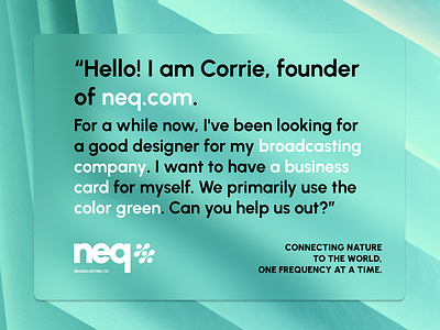 NEQ - Business cards branding broadcasting broadcasting company business card card design graphic design green logo