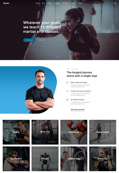 Punch - Martial Arts Template (WIP) boxing cardio fight fighting fitness gym header health hobby kick boxing landing page martial arts mma muay thai template web design website website template
