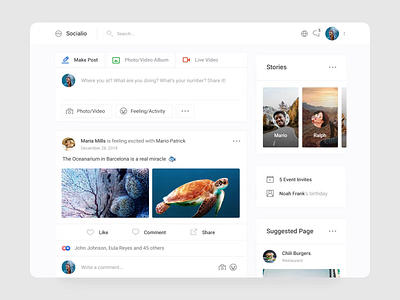 Dashboard UI Kit 3.0 / Feed after effects animation dashboard design feed fullscreen motion motion design photo social ui ui8