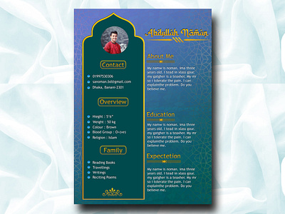 A matrimonial biodata design for marriage adobe attractive banner biodata branding cover design cv exclusive fllyer graphic design illustration illustrator marriage married matrimony photoshop poster resume