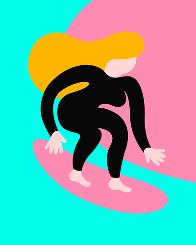 Let's Surf 2d bold colour flat illustration minimal surf surfing
