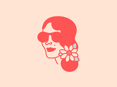 Flower Girl branding character characters design drawing flower girl graphic design illustration line logo mole red shades ui