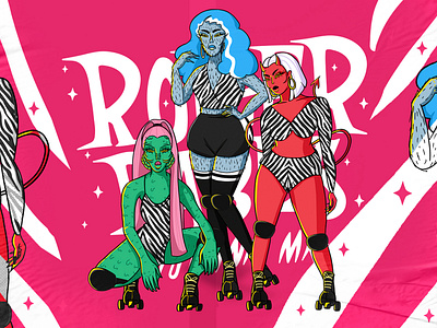 Roller Babes branding character character design classic monsters design graphic design illustration logo monsters roller derby roller skate skate