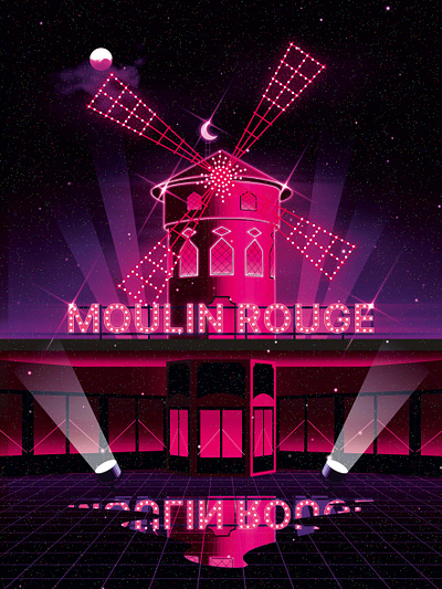 Moulin Rouge design digitalart graphic design illustration moulin rouge neon poster retro synthwave