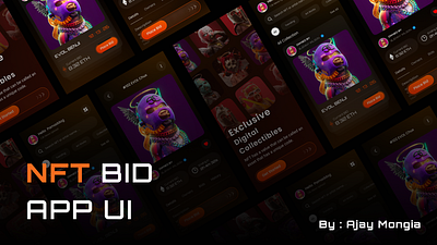 NFT BID Mobile UI Design figma figmacommunity nft nftcommunity nftmarketplace ui