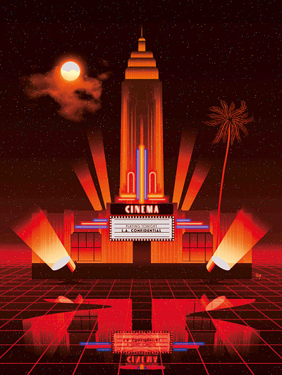 Cinema california design digitalart graphic design illustration los angeles neon poster retro sign synthwave vector