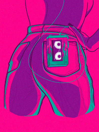 Walkman artwork california design digitalart graphic design illustration jean popart summer sunset synthwave walkman