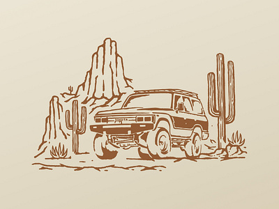 Land Cruiser Out West 4x4 cactus desert design digital fj62 graphic design illustration land cruiser off road offroad saguaro southwest toyota vector