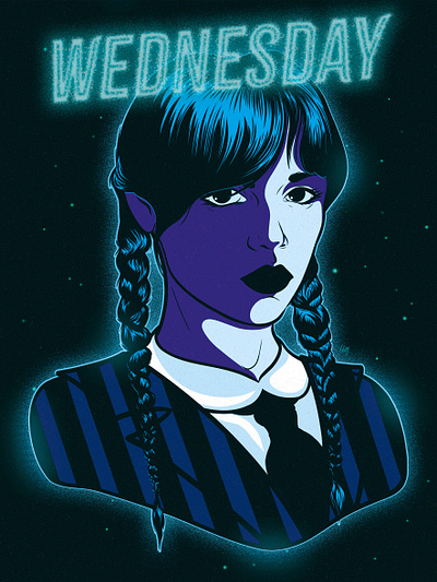 Wednesday design digitalart draw drawing graphic design illustration movie neon netflix poster synthwave wednesday